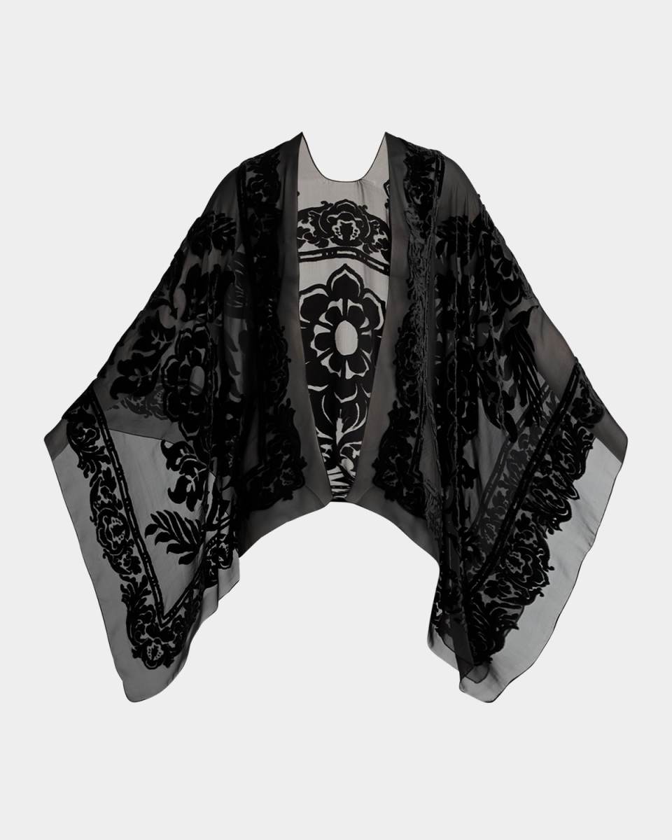 Floral Velvet Sheer Cape